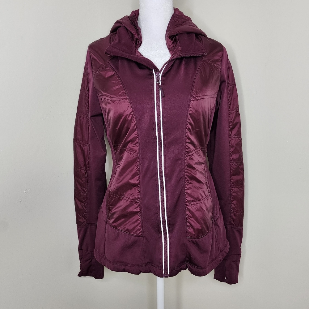 Mondetta Gorpcore Plum Purple Activewear Hooded Zip Up Jacket Small Outdoors
